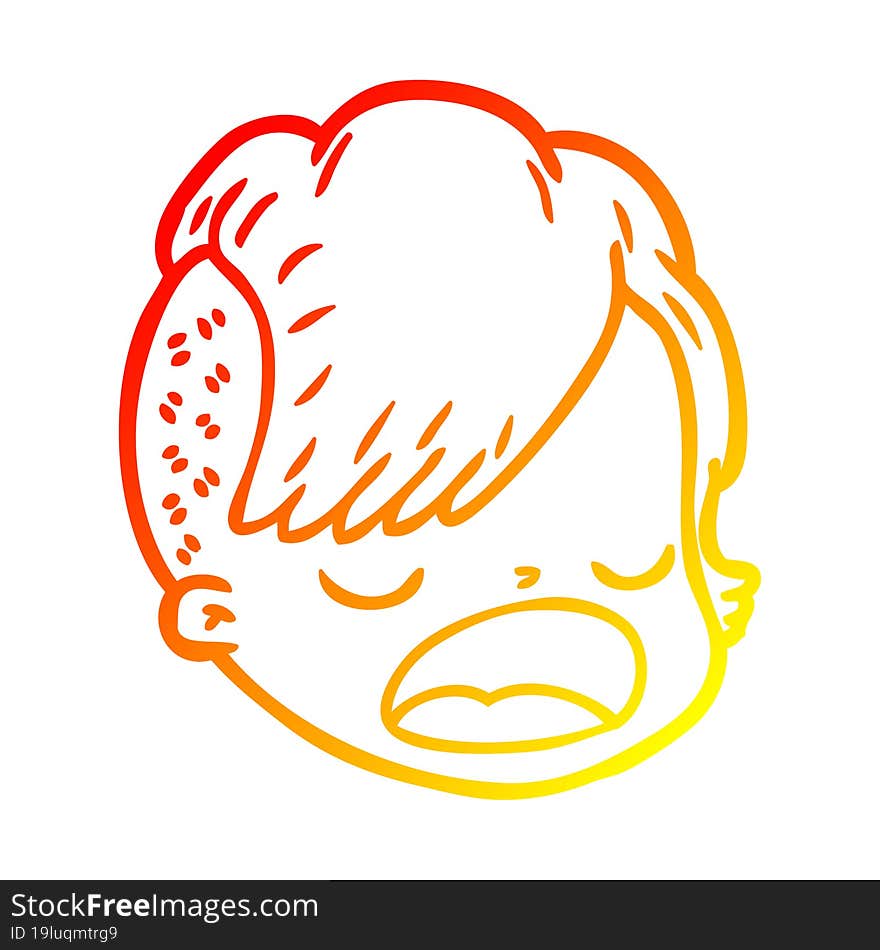 warm gradient line drawing cartoon female face