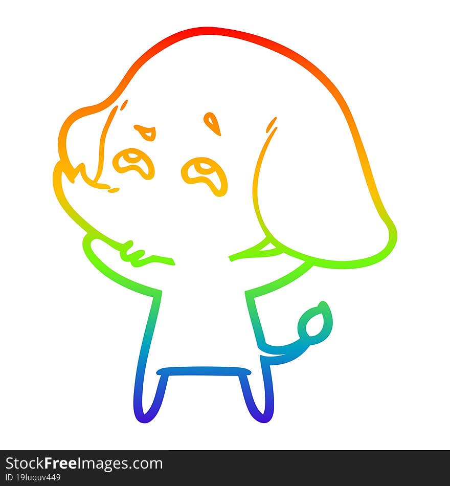 rainbow gradient line drawing cartoon elephant remembering