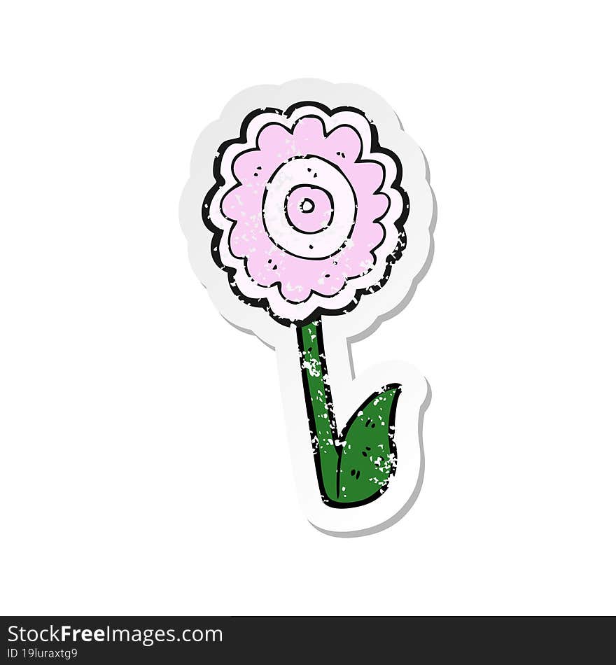 Retro Distressed Sticker Of A Cartoon Flower