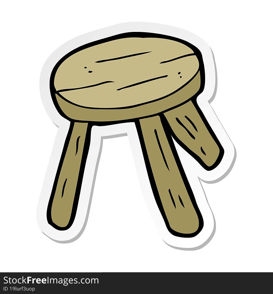 sticker of a cartoon wooden stool