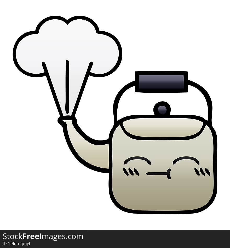 gradient shaded cartoon steaming kettle