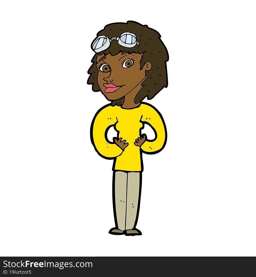 cartoon aviator woman