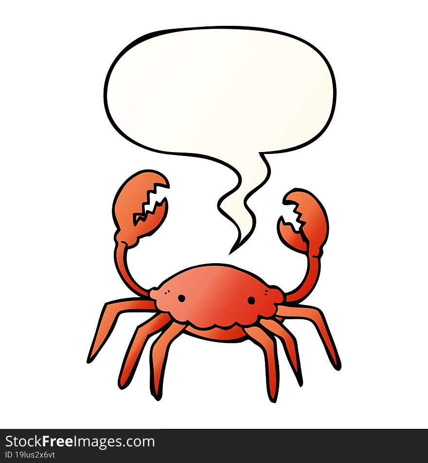 cartoon crab and speech bubble in smooth gradient style