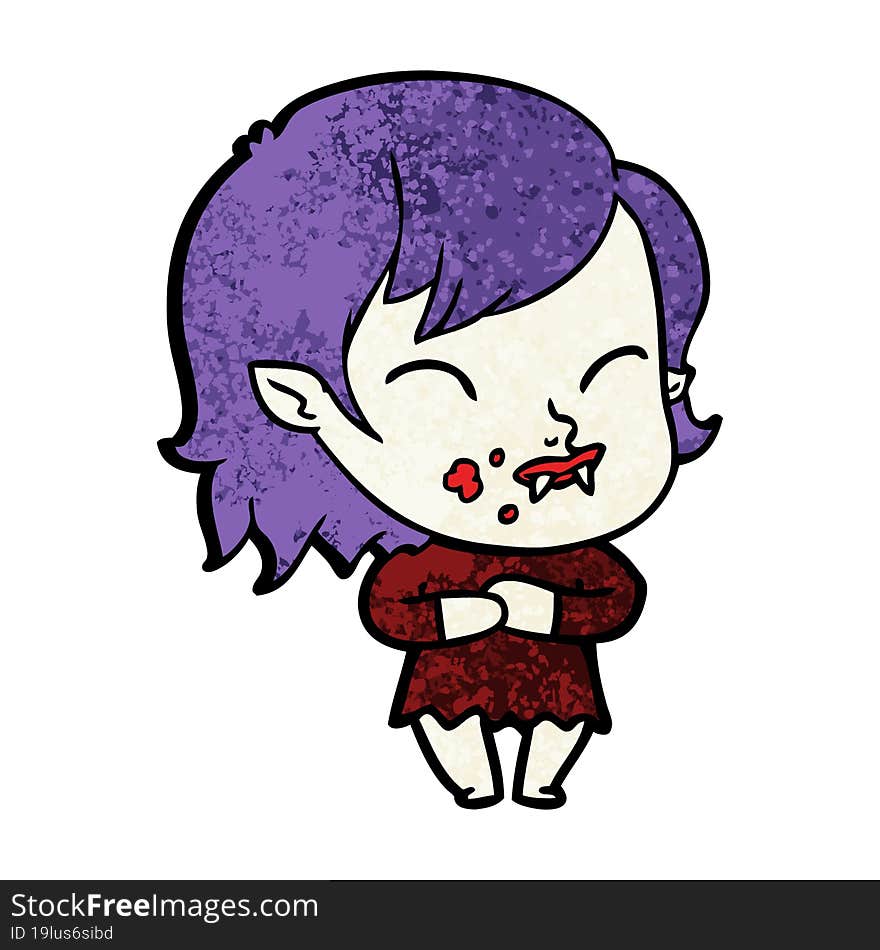 cartoon vampire girl with blood on cheek. cartoon vampire girl with blood on cheek