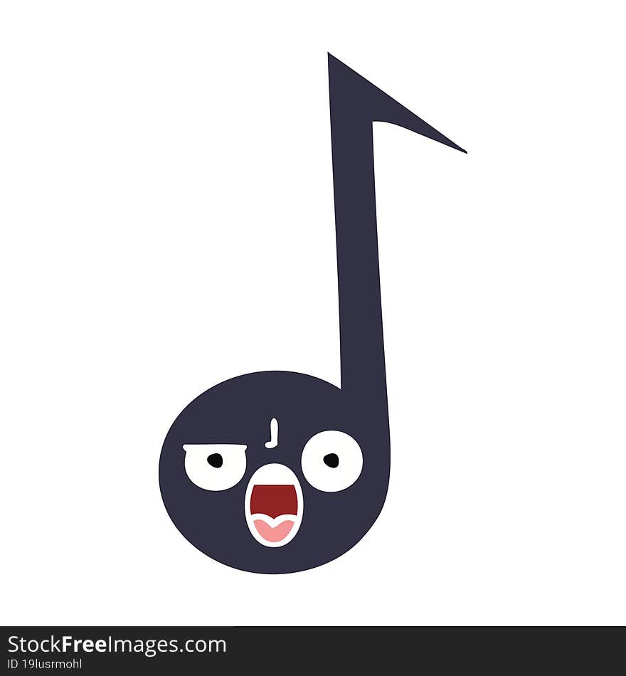 flat color retro cartoon musical note