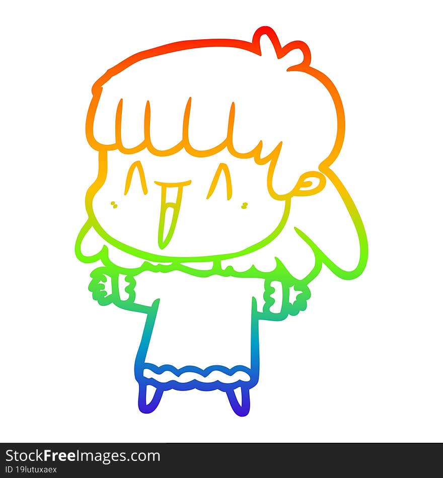 rainbow gradient line drawing of a cartoon woman