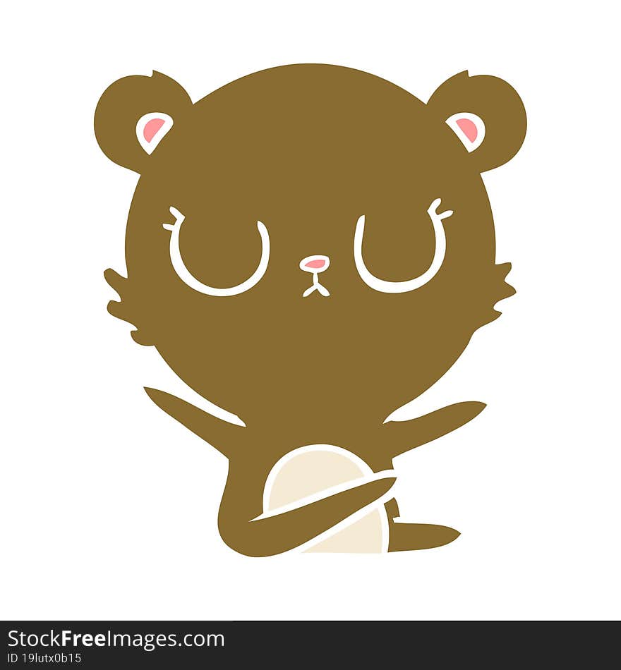 peaceful flat color style cartoon bear