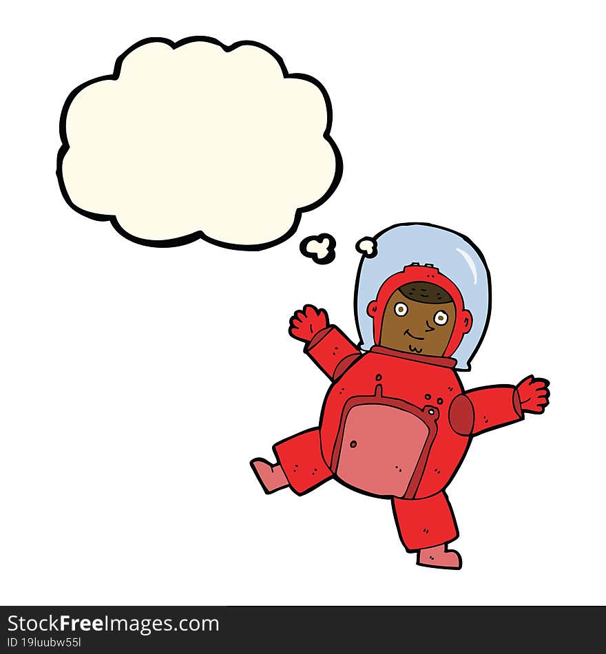 cartoon astronaut with thought bubble