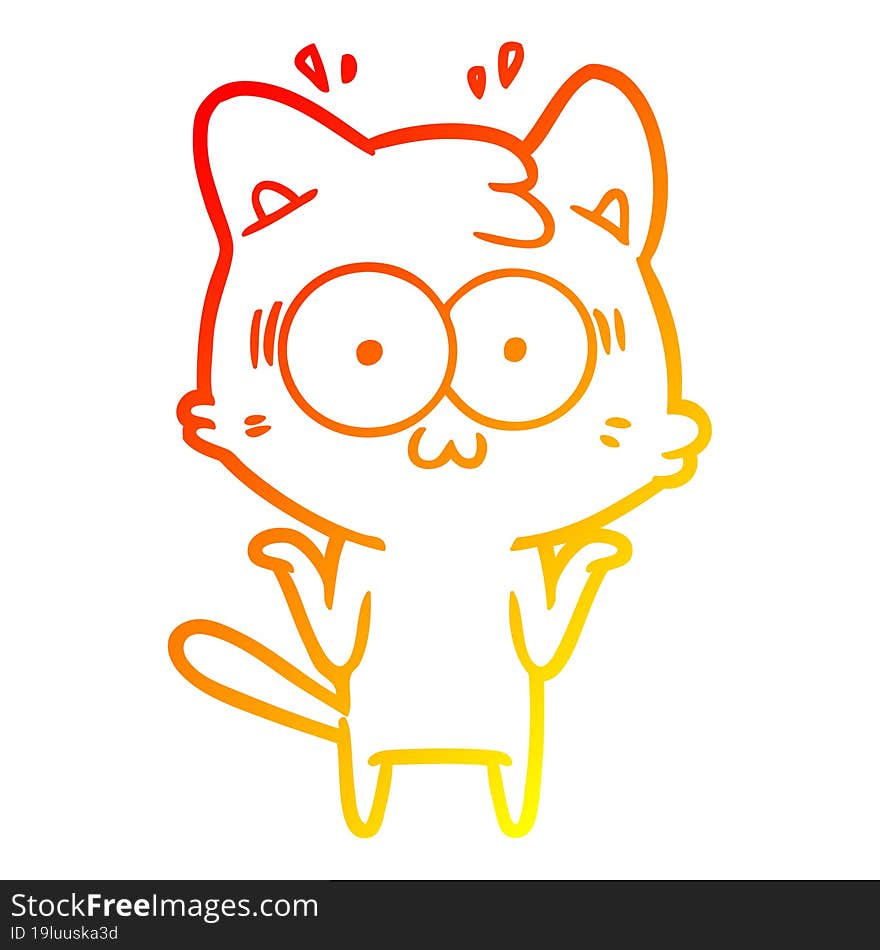 warm gradient line drawing cartoon surprised cat