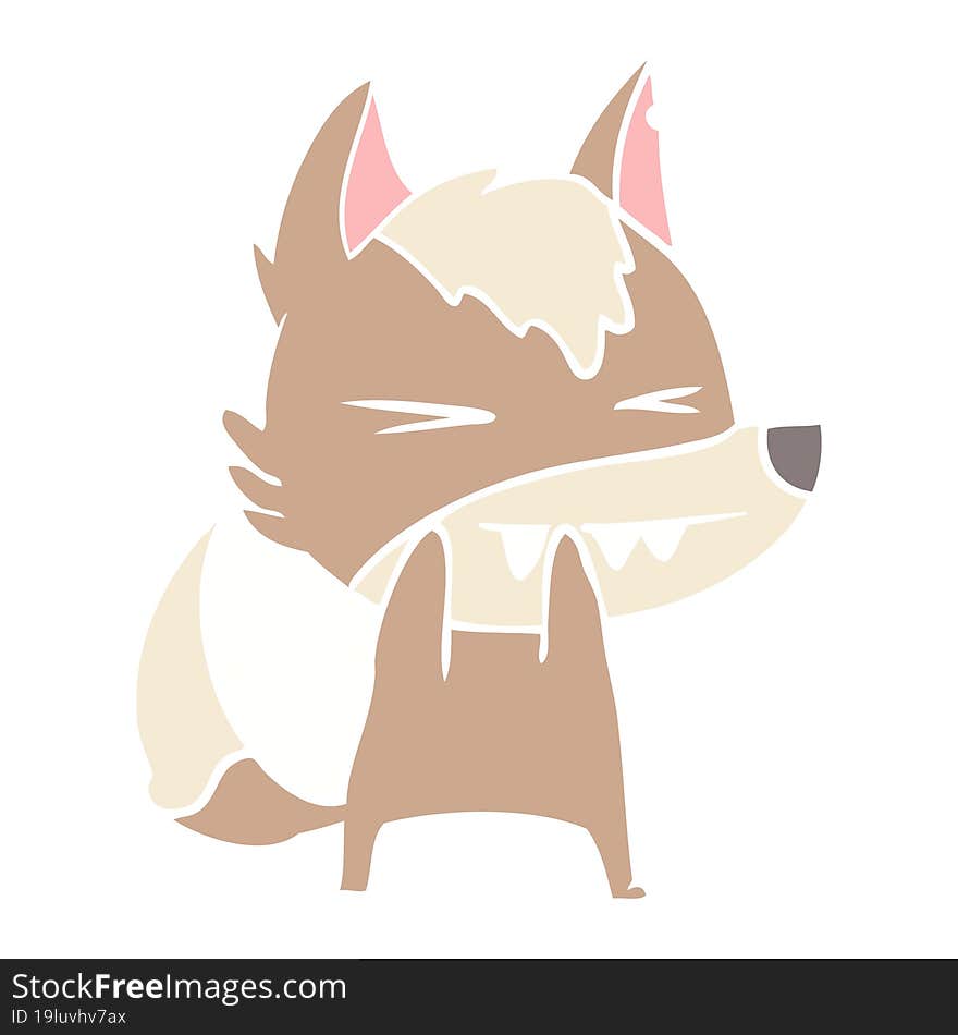 angry wolf flat color style cartoon