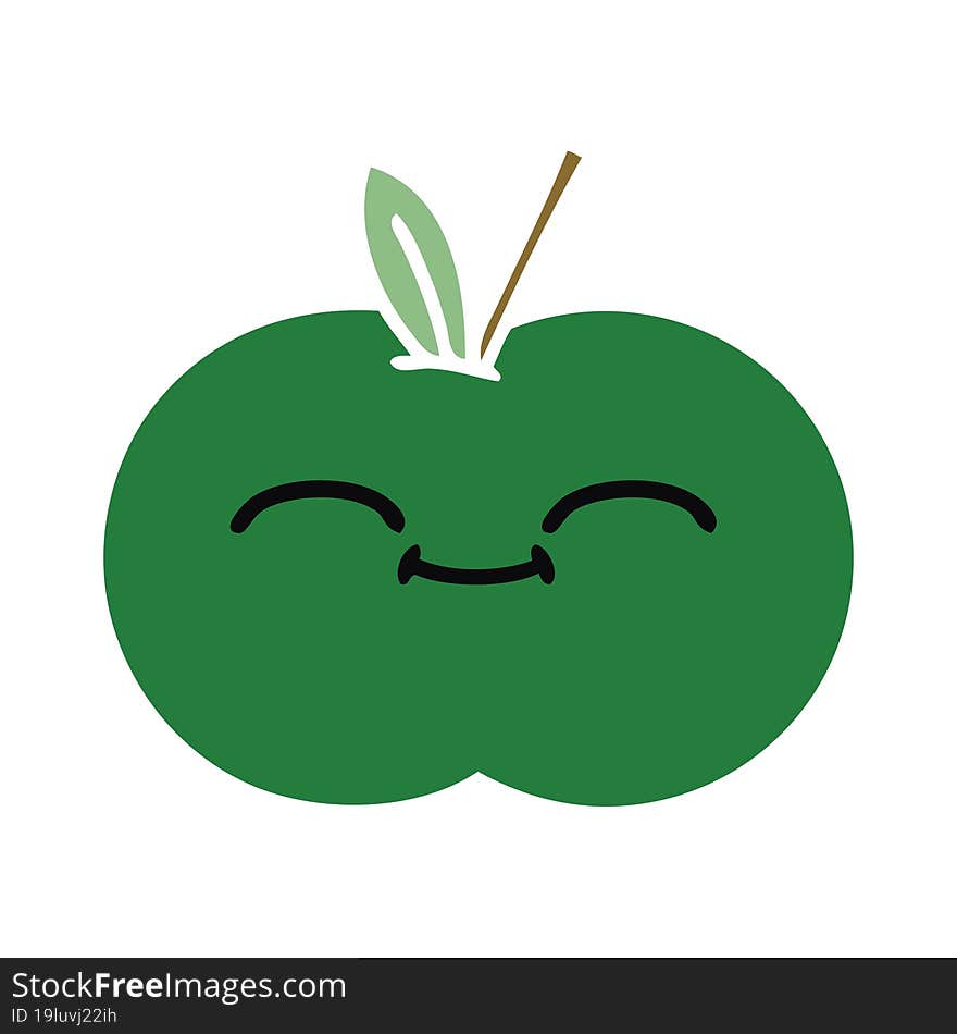 flat color retro cartoon juicy apple