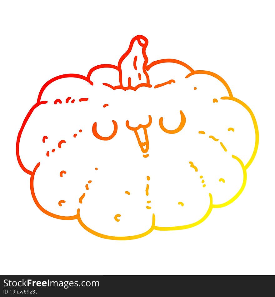 warm gradient line drawing happy cartoon pumpkin