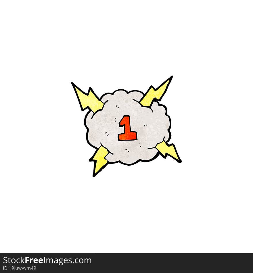 Cartoon Thunder Cloud With Number 1