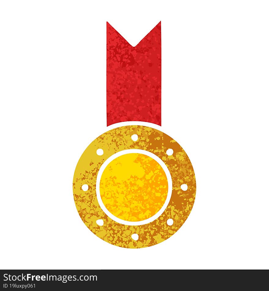 retro illustration style cartoon gold medal