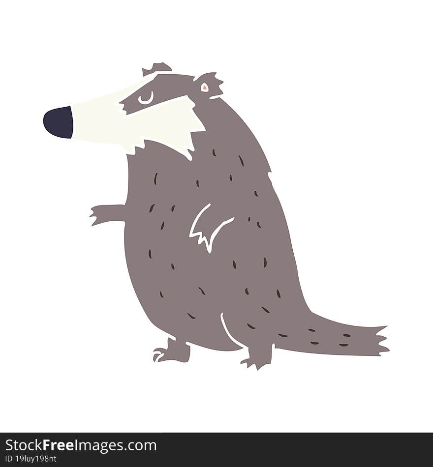 flat color style cartoon badger