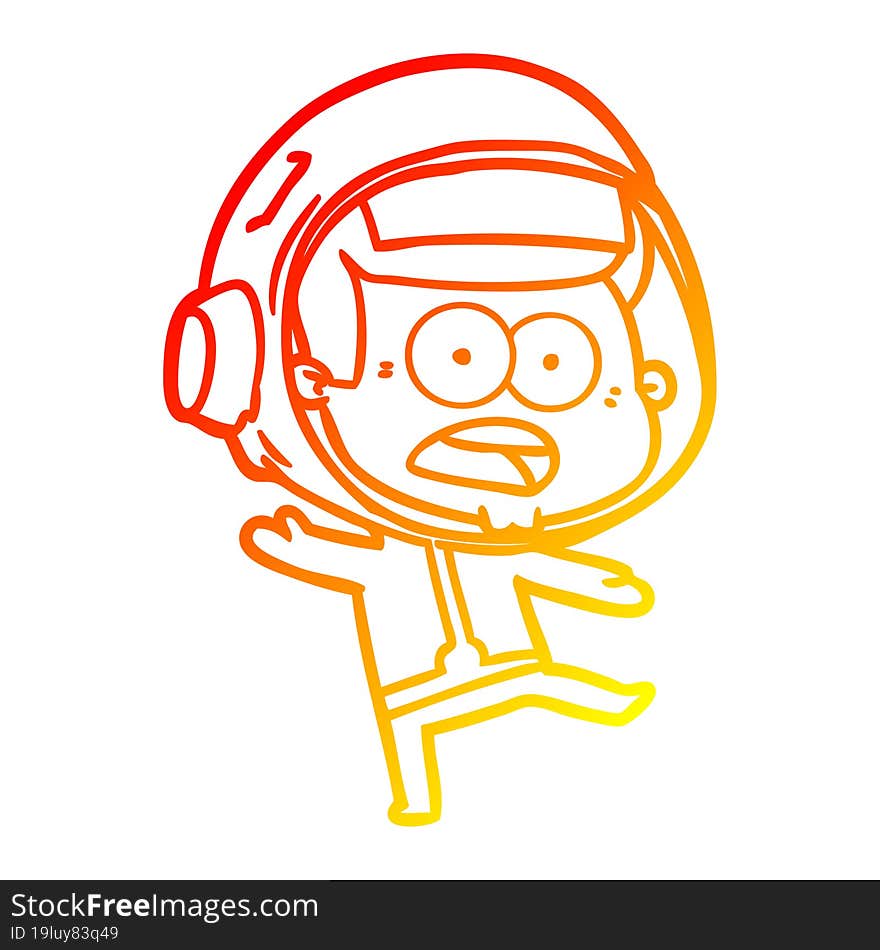 warm gradient line drawing cartoon surprised astronaut