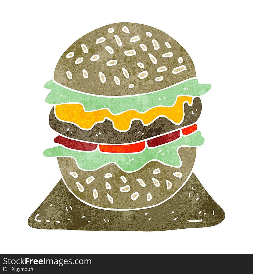 retro cartoon tasty burger