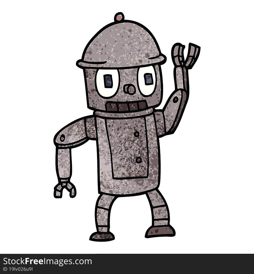 Cartoon Doodle Robot Waving