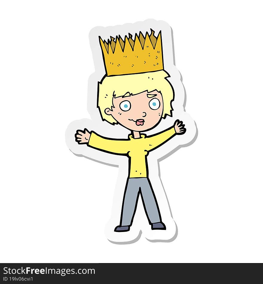 Sticker Of A Cartoon Person Wearing Crown