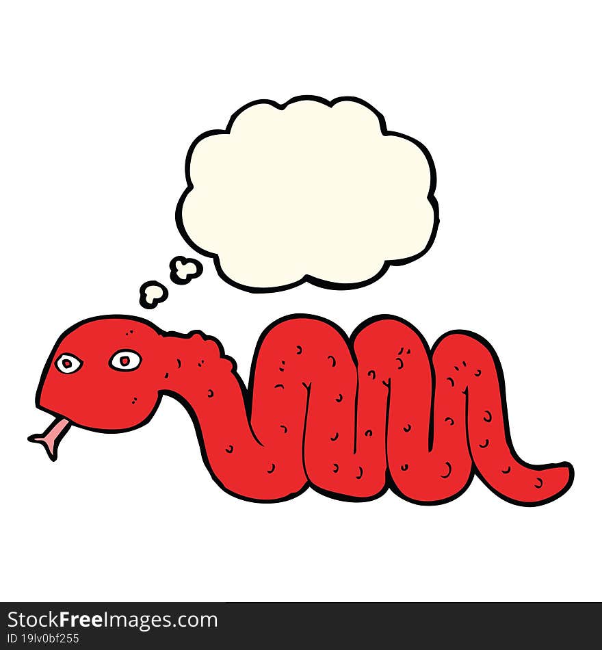 funny cartoon snake with thought bubble