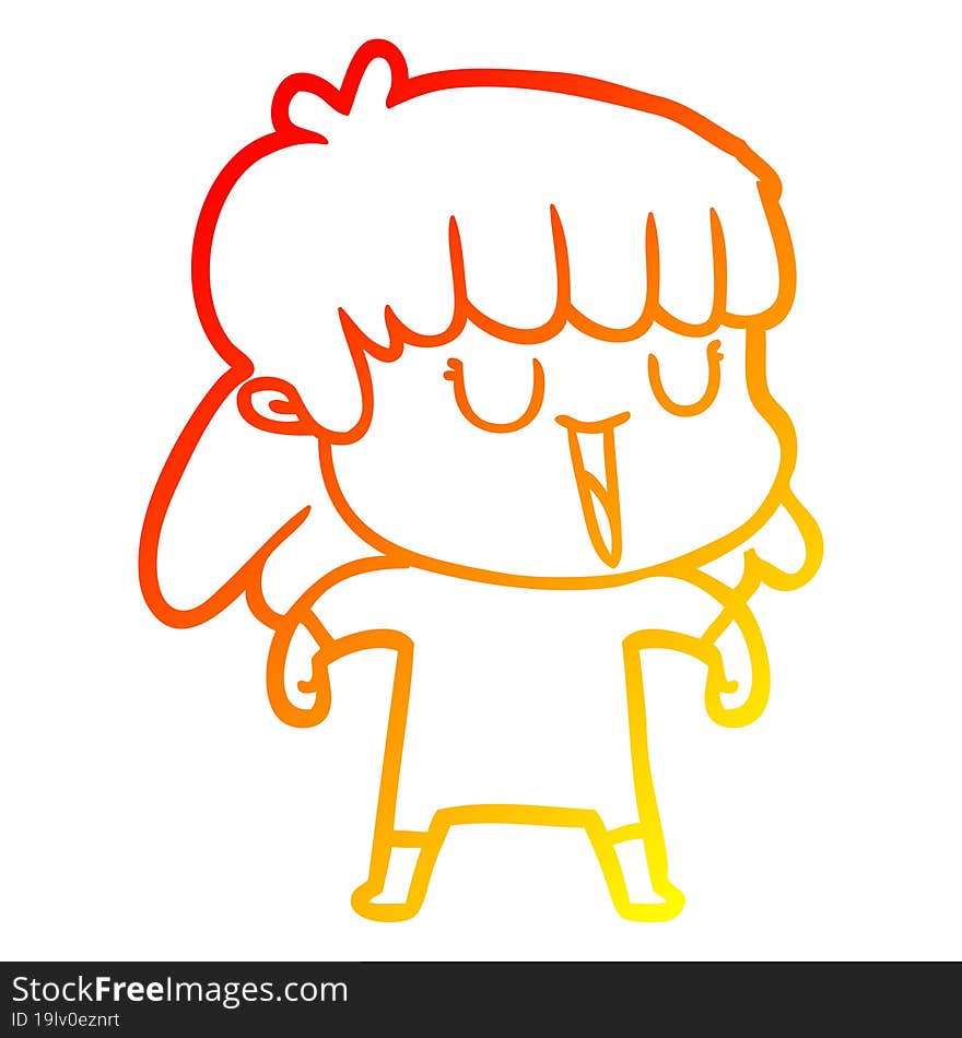 warm gradient line drawing of a cartoon woman