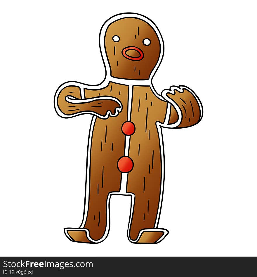 Gradient Cartoon Doodle Of A Gingerbread Man