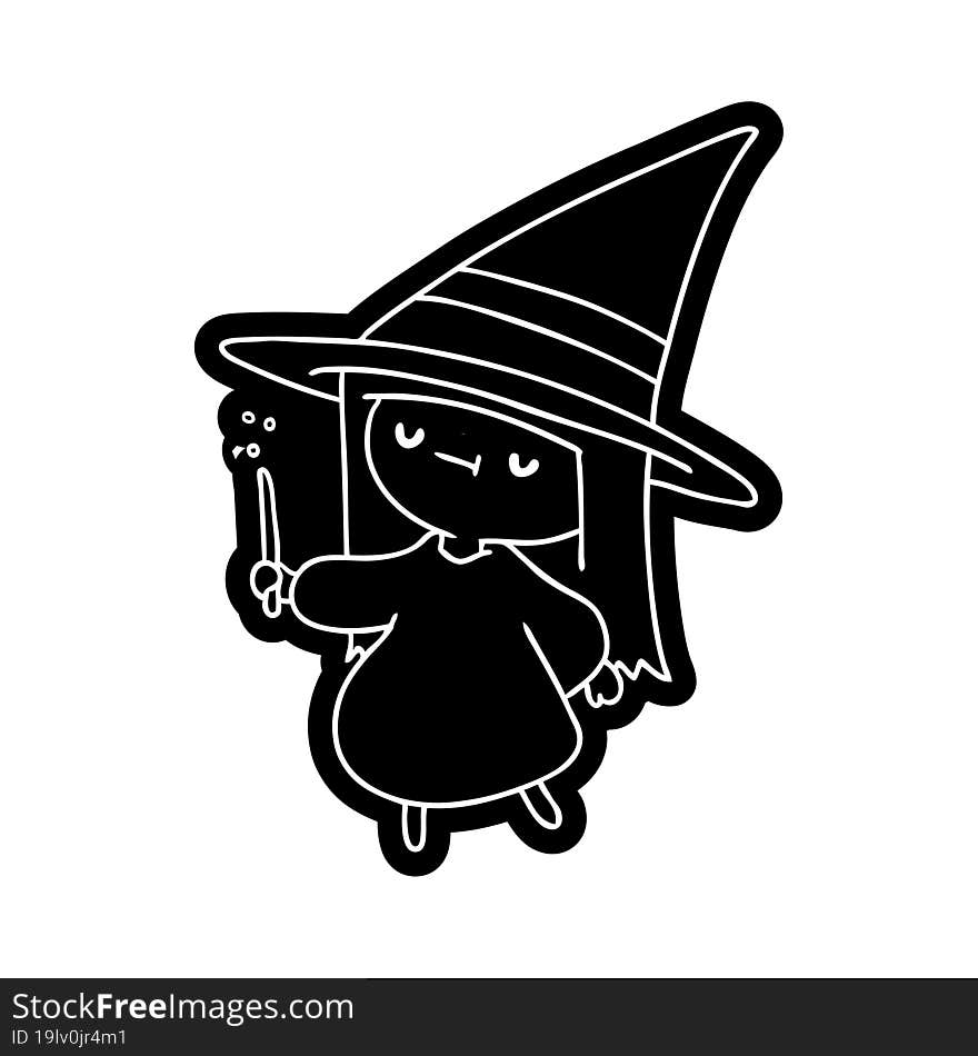 Cartoon Icon Of A Cute Kawaii Witch Girl