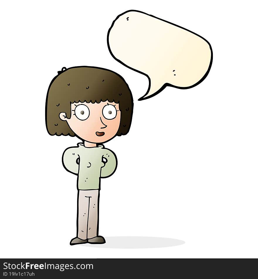 cartoon staring woman with speech bubble