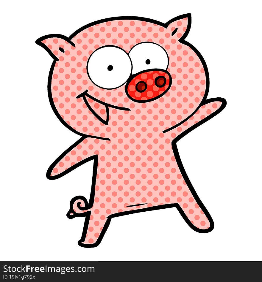 cheerful dancing pig cartoon. cheerful dancing pig cartoon