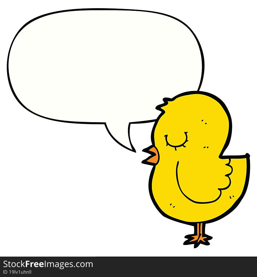 Cartoon Bird And Speech Bubble