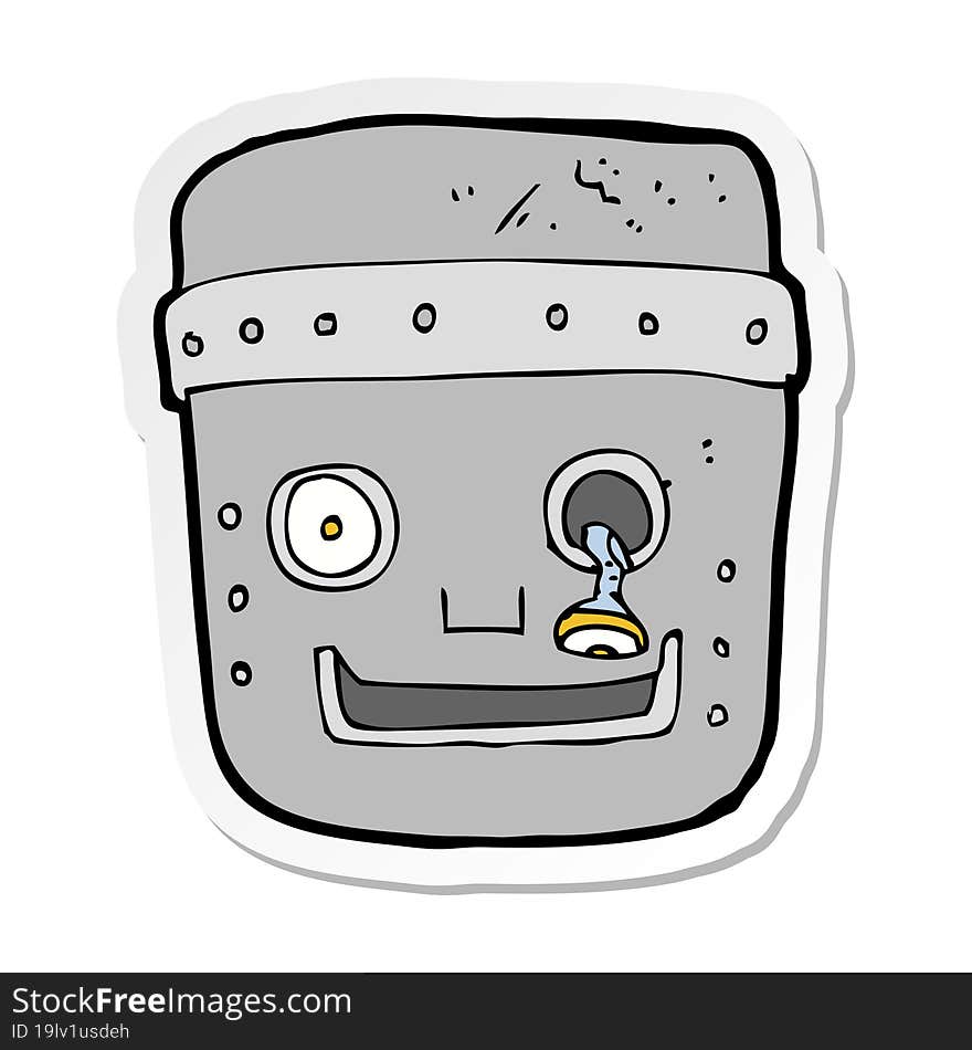 sticker of a cartoon robot head