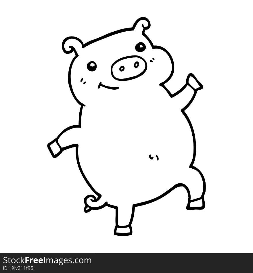 cartoon dancing pig