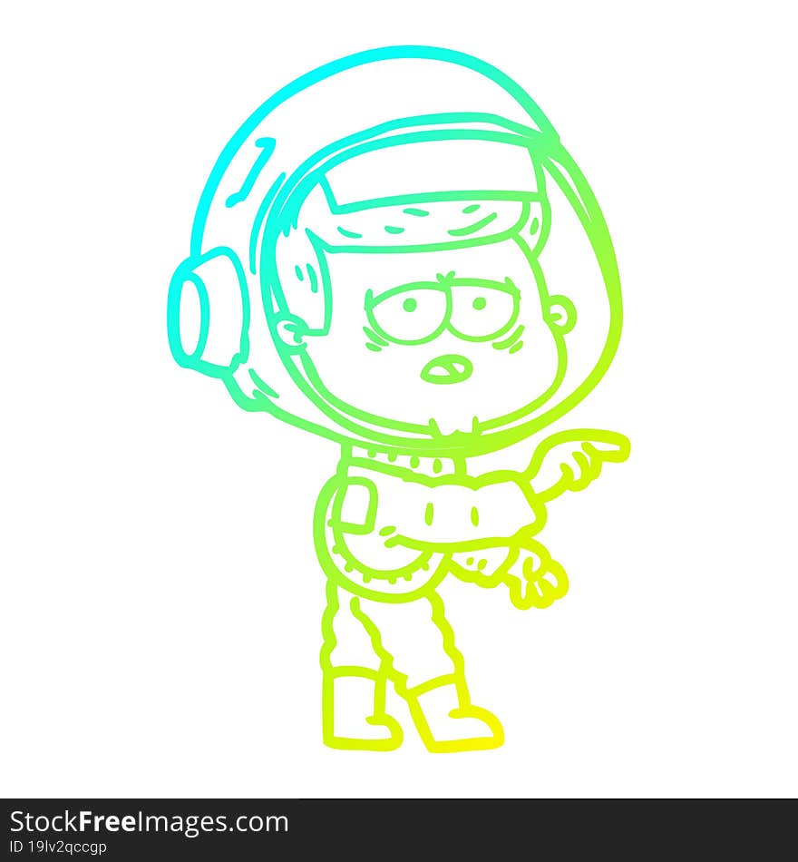 cold gradient line drawing cartoon tired astronaut