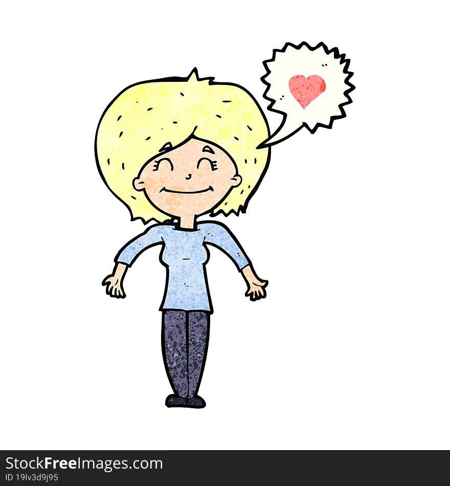 cartoon happy woman in love