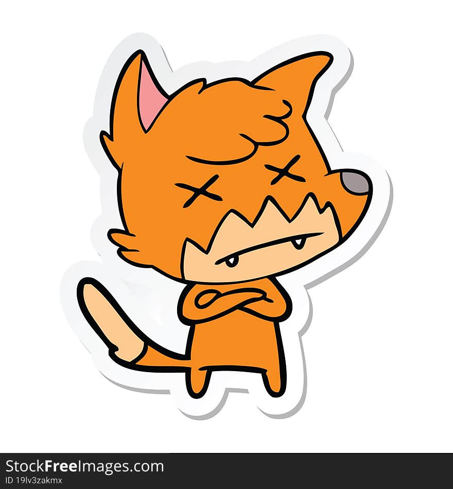 sticker of a cartoon dead fox