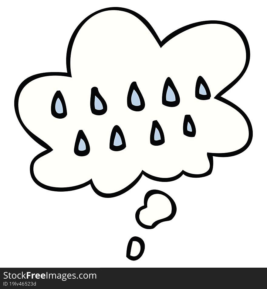 cartoon rain and thought bubble