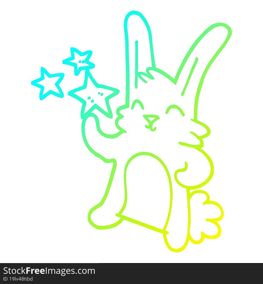 cold gradient line drawing of a cartoon happy bunny