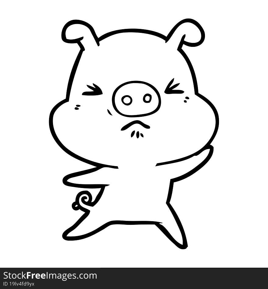 cartoon angry pig. cartoon angry pig