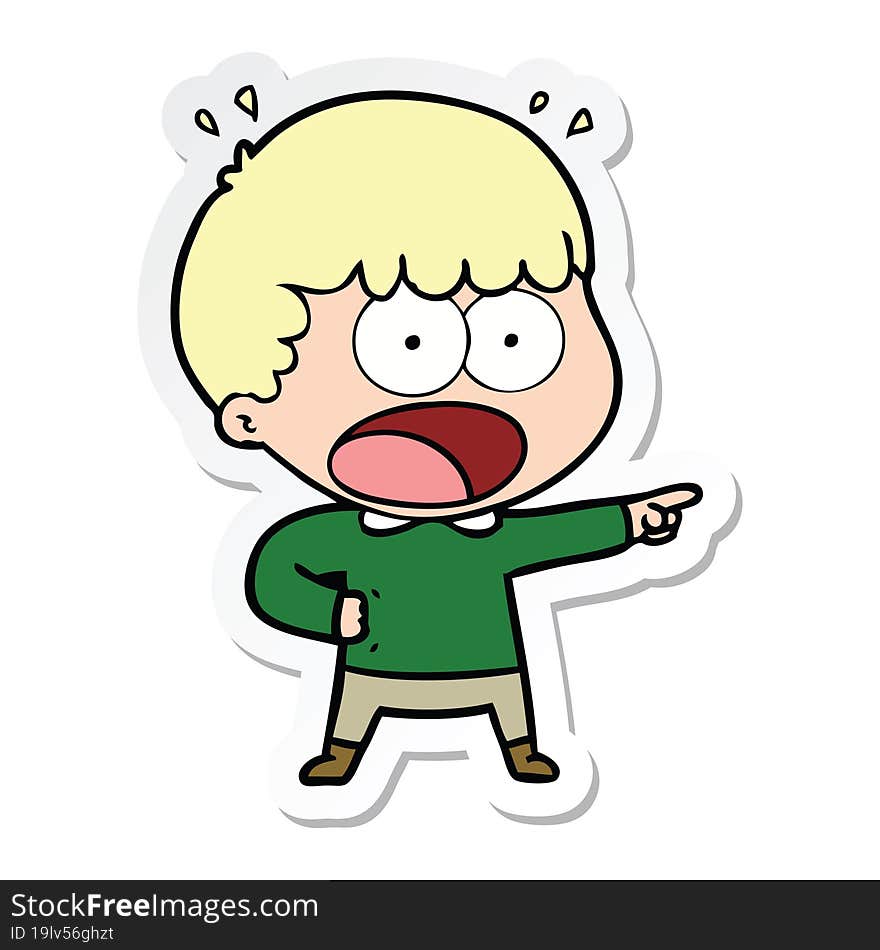 Sticker Of A Cartoon Shocked Man Pointing