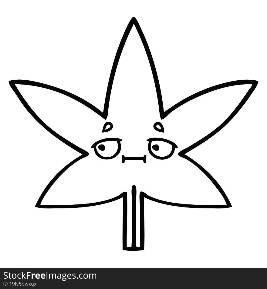 line drawing cartoon marijuana leaf