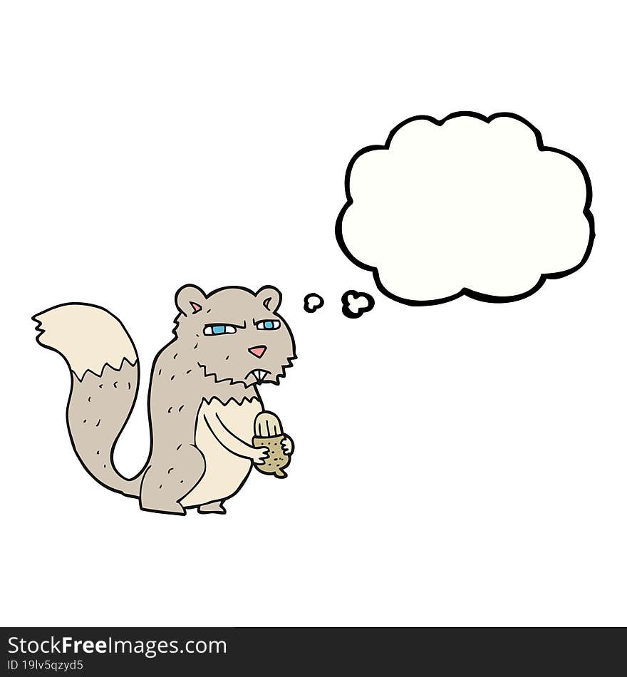 thought bubble cartoon angry squirrel with nut