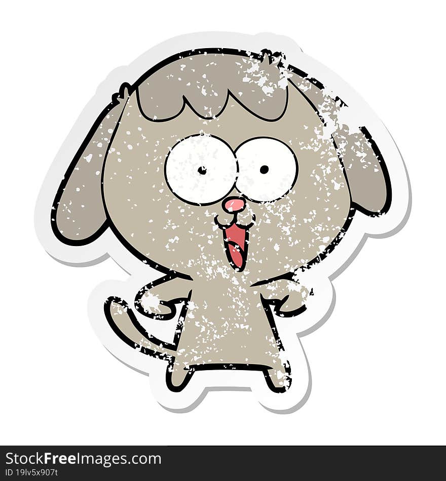 distressed sticker of a cute cartoon dog