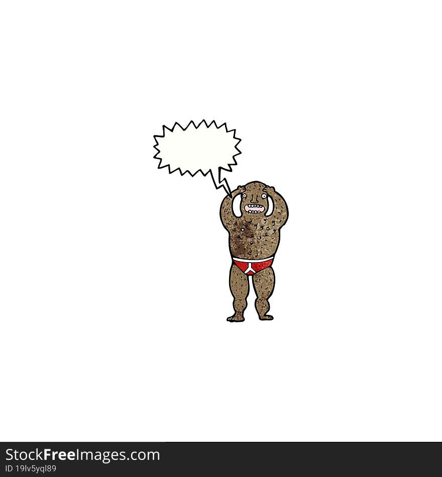 cartoon bald man with no clothes