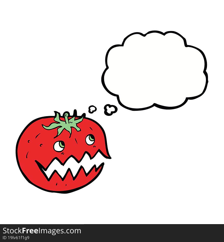 cartoon tomato with speech bubble