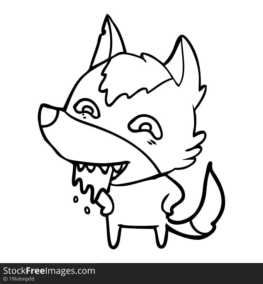 cartoon hungry wolf. cartoon hungry wolf