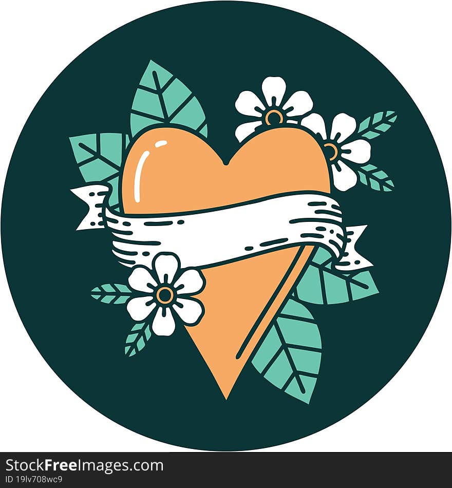 Tattoo Style Icon Of A Heart And Banner