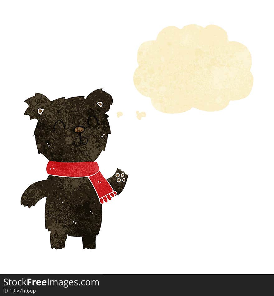 cartoon cute black bear cub with thought bubble