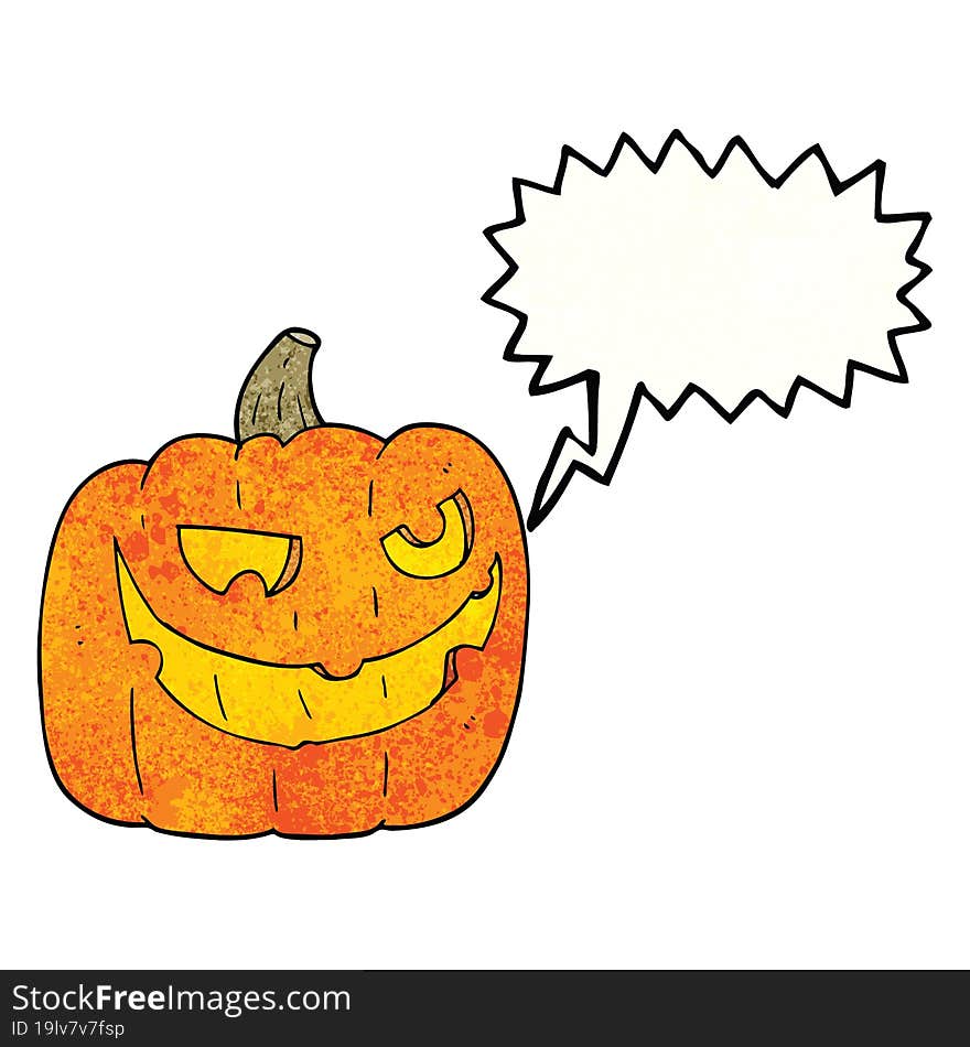 speech bubble textured cartoon halloween pumpkin