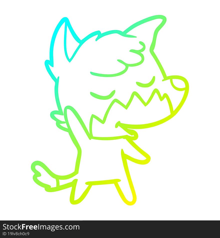 Cold Gradient Line Drawing Friendly Cartoon Fox