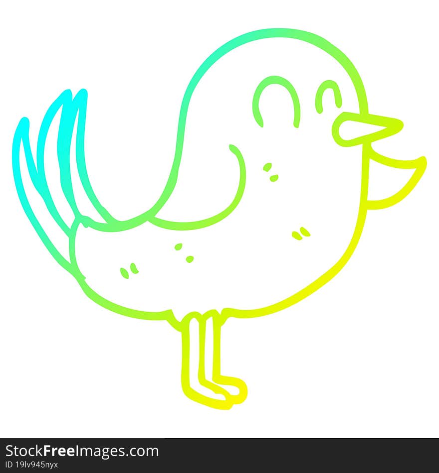 cold gradient line drawing cartoon bird pointing